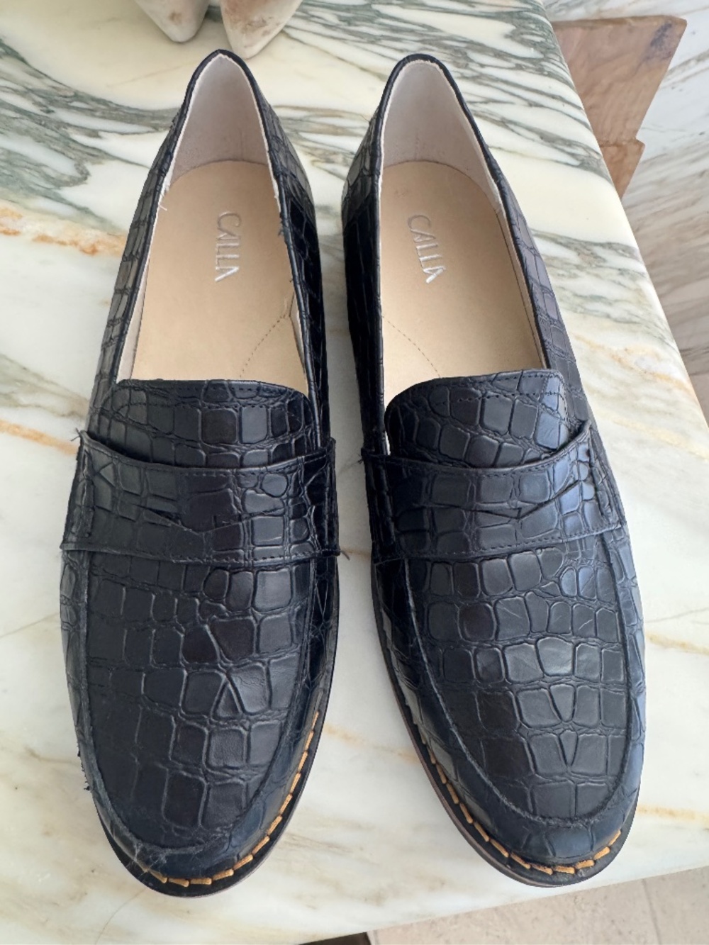 Calla Nadia Croc Leather Loafers - New. EU size 40 US 10
